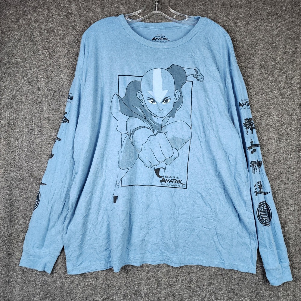 Avatar The Last Airbender Long Sleeve Shirt Mens 2XL Blue Aang Graphic Tee